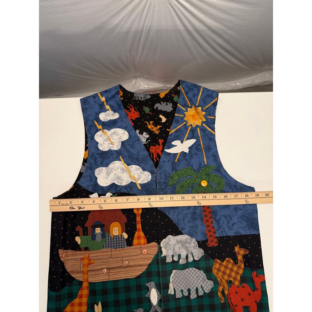Handmade Teachers Vest Allover Animals Patchwork Size M Colorful Novelty - Picture 10 of 10